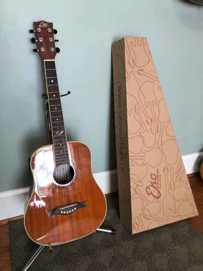 EKO Duo Series Acoustic / Electric Mini Travel guitar. Mohagany Top and Body