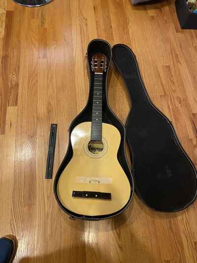 Lauren Acoustic Guitar Model LA-36 with CASE - NEEDS REPAIRS MEASURES 36 INCHES