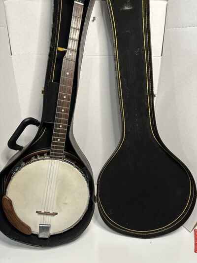 Vintage Conqueror 5 String Banjo W /  Case Working Sounds Great