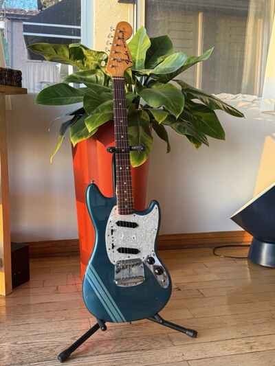 1973 Fender Mustang Competition Burgundy Lake Placid Blue Mint Stripe Teal Kurt
