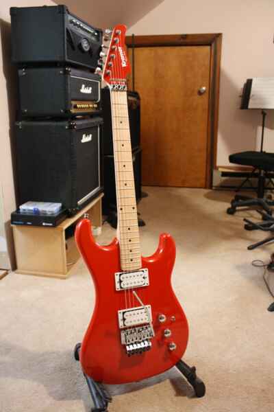 Kramer Pacer Classic with Floyd, Red, 1984 neck pickup 8 3k, with kill switch.
