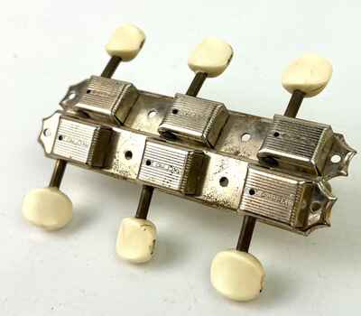 Vintage Kluson single line 3-on-a-plank Tuning Gears for Harmony, Kay, etc.