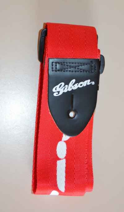 Gibson rara Tracolla in nylon rossa con logo bianco ex demo-Per chitarra e basso