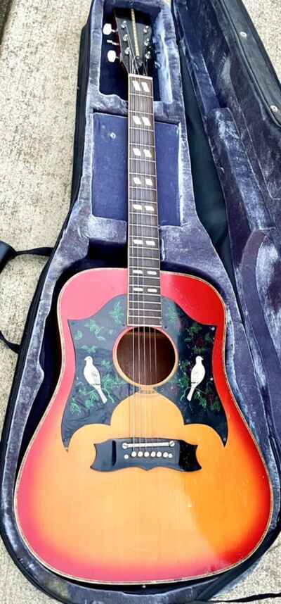 Vintage Harmony? Kay? Cherry Sunburst Double Dove Acoustic Guitar