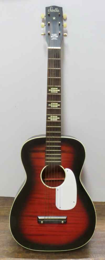 Vintage Tiger Stripe Stella Harmony 6 String Acousdtic Guitar