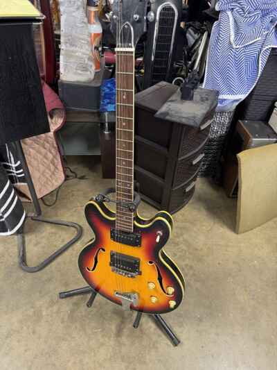 Vintage 1960s Teisco Model E-110 Tulip Sunburst Electric Guitar