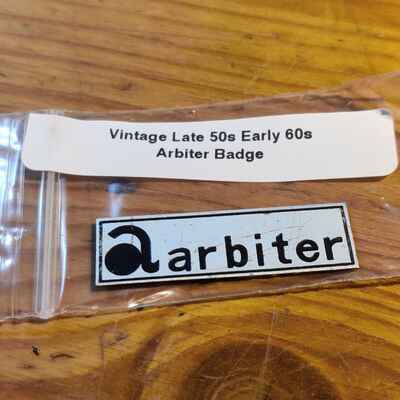 Vintage 60s Arbiter Made In Japan Logo Badge Stick On Silver & Black