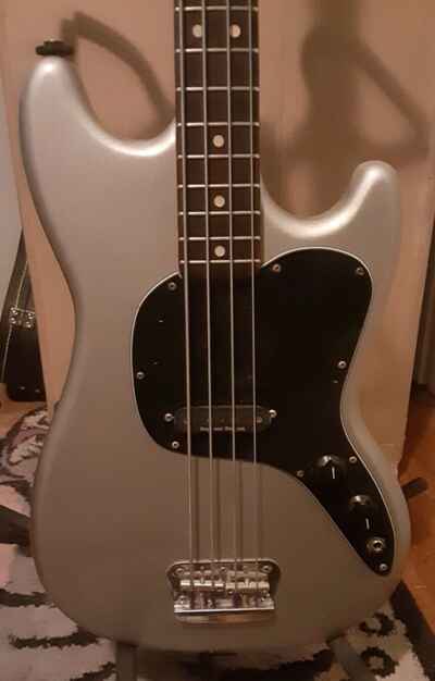 Fender Musicmaster Bass 1970s Refinished Silver with OHSC and Case Candy.