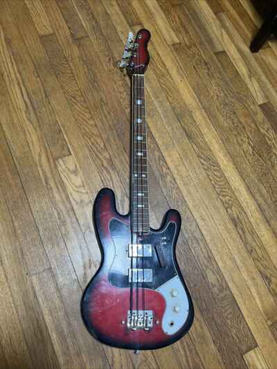 Vintage 1968 Teisco Crimson Burst Bass