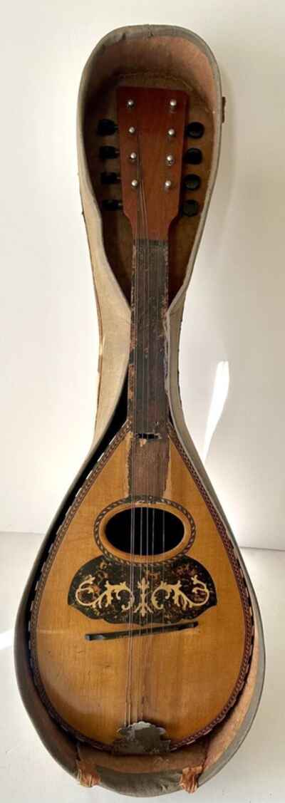 Vintage Teardrop Shaped Round Bowl Back Mandolin 6 String Musical Instrument