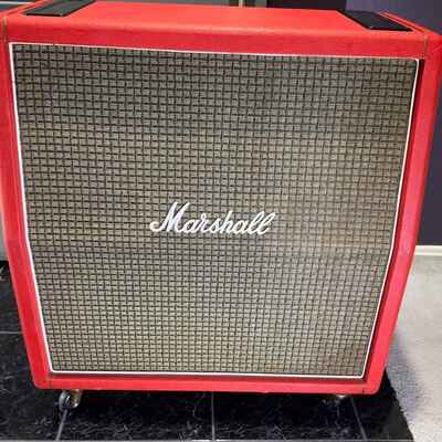 Marshall 1973 1960A Bass Slant Cab with Red Tolex - Excellent!