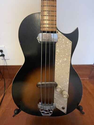 RARE 1960s Kay Value Leader Electric Ultra-Short Scale Bass sunburst model