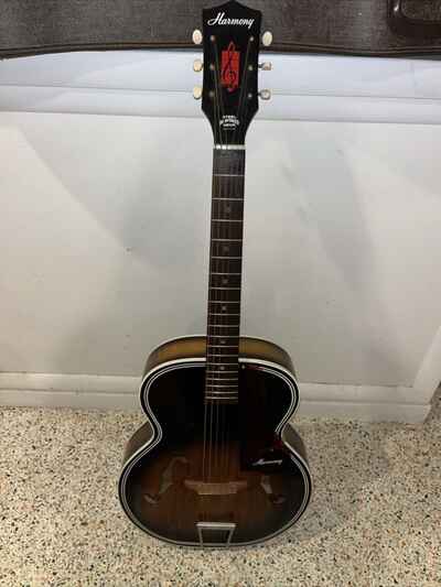 Vintage Harmony Archtop H1215 Acoustic Guitar Instrument & Case 1965