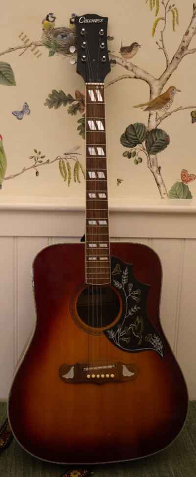 Columbus Hummingbird Acoustic Guitar - Cherry Burst 1970s - Japan