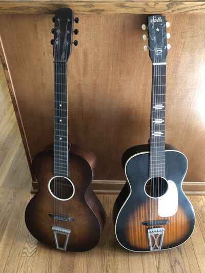 2 Vintage Wood Guitars Stella & Parlor From Grandfathers Estate