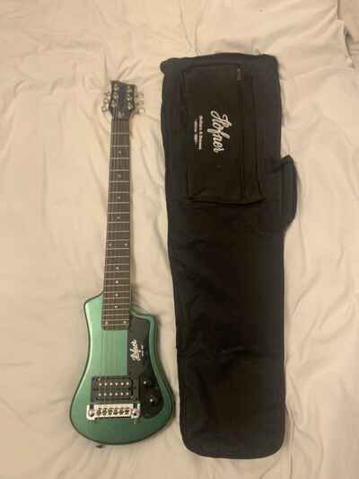 Hofner HCT Shorty Cadillac Green 6-String 24 Fret Travel Electric Guitar in Case