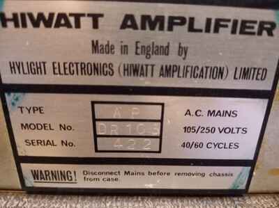 A genuine 1968 vintage Hiwatt Custom 100w head.