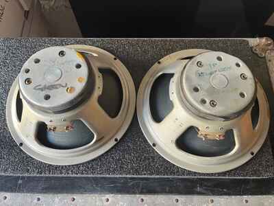 PAIR OF CELESTION G12M FRAME T1221, JULY 1975, BOTH 1777 CONES, ONE IS A RE-CONE