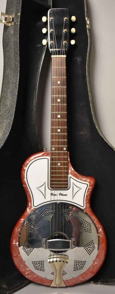 1965 National Reso-Phonic Model 1133 Acoustic Resonator Guitar Red Pearloid