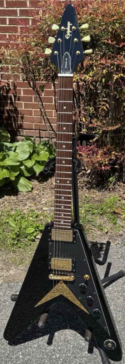 1998 Epiphone 58 Korina Flying V Electric Guitar Black 1958