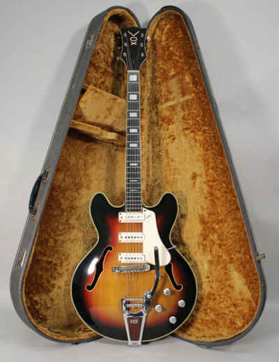1960s Vox Bobcat V219 Vintage Sunburst Semi-Hollow Made In Italy w / OHSC