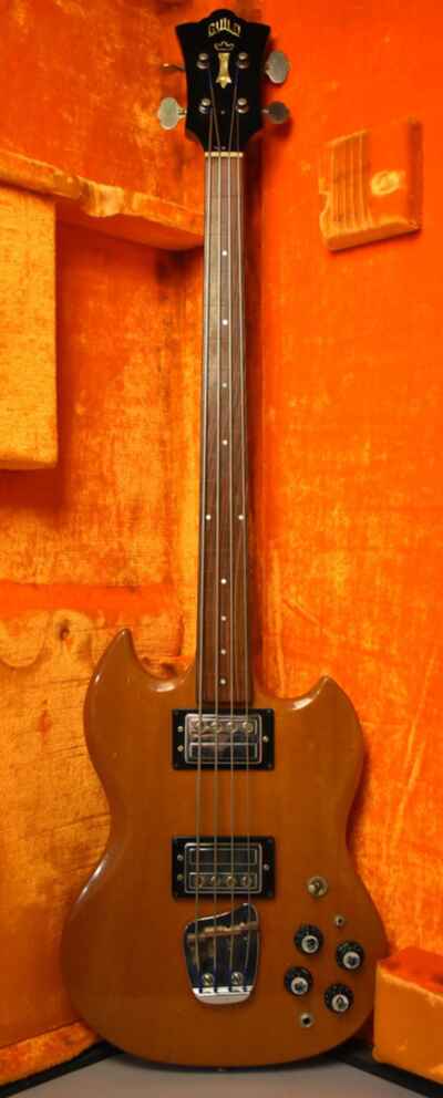 1973 Guild Jetstar JS-II Bass Fretless Natural Finish w / OHSC