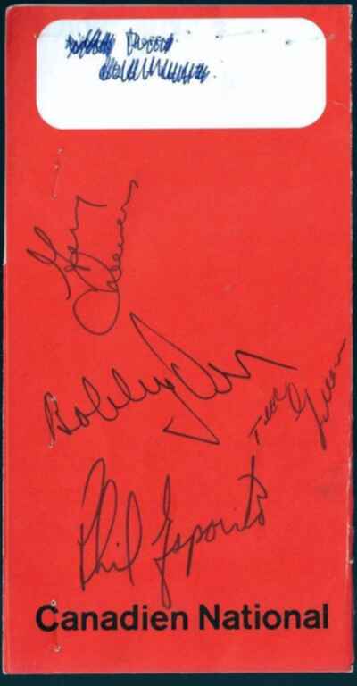 Vintage 1968 Canadian National Train Ticket Signed by Boston Bruins Orr Esposito
