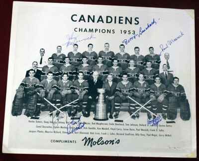 Near Complete Molson Hockey Photo Set 1953 - 1965 Canadiens Multiple Autographs!