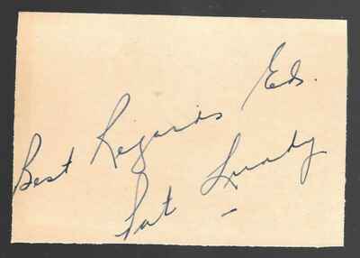 Obscure Pat Lundy Detroit Red Wings Blackhawks Signed Card 1945-1951 dec. 1999!
