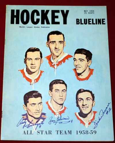 1959 Hockey Magazine Signed x3 HOF