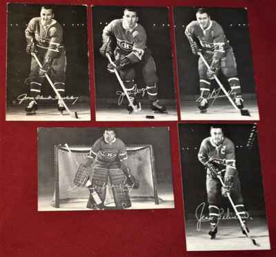 5 - 1968 Montreal Canadiens Postcards 2 Autographs JC Tremblay Beliveau Worsley!