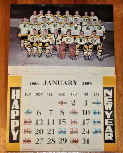 Rare 1964 Bruins Boston Gardens Full Pictorial Hockey Calendar!