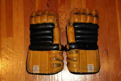 Vintage CCM Super Pro 2 Toned Black Hockey Gloves Gladiator Thumb 1950