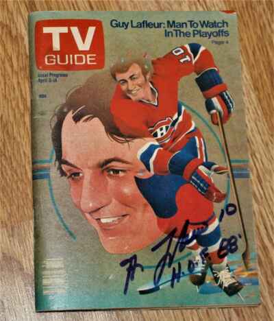 Vintage 1978 Stanley Cup Playoffs Guy Lafleur Signed TV Guide Montreal Canadiens