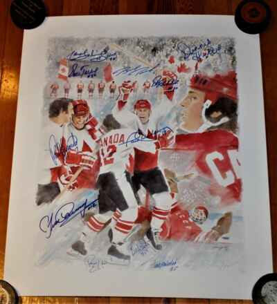 25th Anniversary 1972 Summit Series Art Lithograph Signed By 11 Paul Henderson!