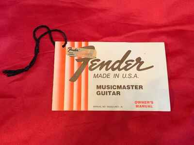 1978 USA CBS FENDER MUSICMASTER GUITAR Hang Tag Owners Manual Case Candy