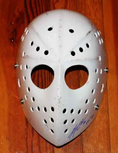 Vintage 1970s Jacques Plante Fibrosport Goalie Mask Signed Bruins Gerry Cheevers