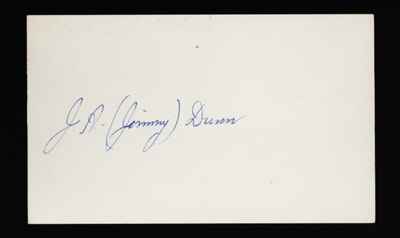 Vintage JA Jimmy Dunn HOF Builder Hockey Executive Signed Index card dec 1979!