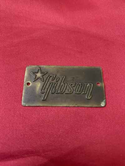 Vintage USA Gibson Brass Guitar Case Badge Cali Logo Vintage Part