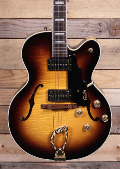 Guild X-180 Semi-Hollow Guitar Burst w /  Case "Excellent Condition"