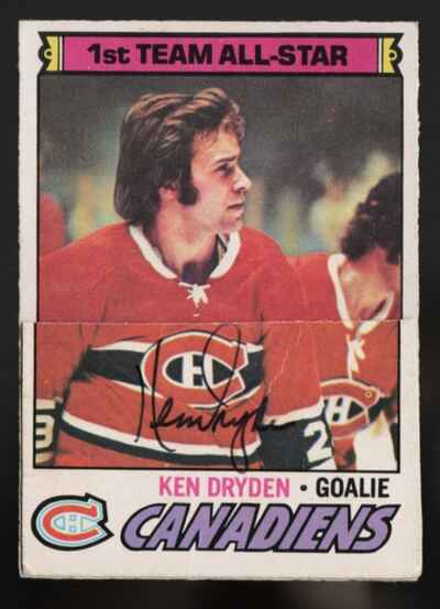 1977-78 O Pee Chee OPC Ken Dryden Signed All Star Hockey Card Montreal Canadiens