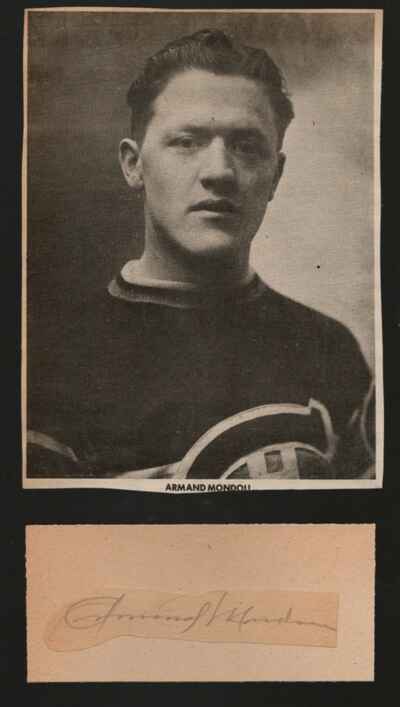 Vintage 1936 Armand Mondou Montreal Canadiens 1928-40 Signed Autograph dec 1976!