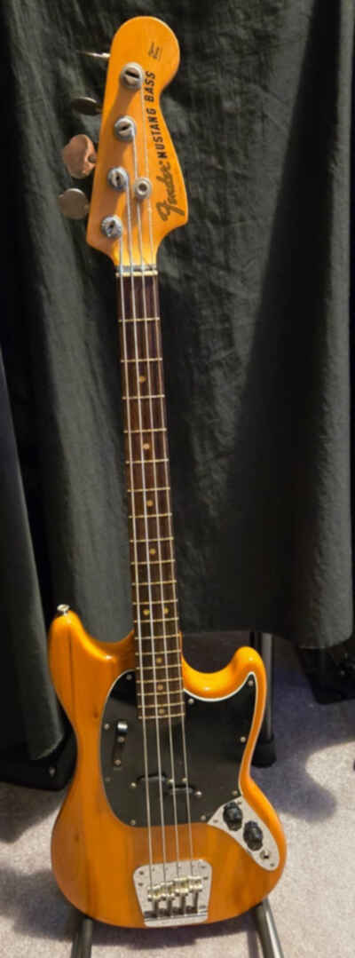 All Original 1974 Fender Mustang Bass with Rosewood Fretboard and Silver Case