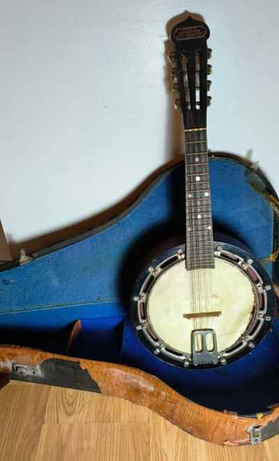 Antique "Gus Butcher" Banjo-mandolin - 8 String - Resonator - Case