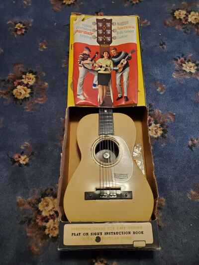 Vintage 1960s Emenee Sears 1668 Americana Guitar Original Box Gear-matic Folk