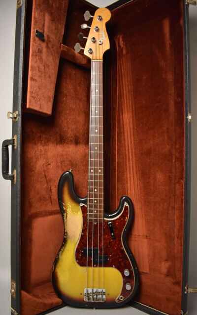 1965 Fender Precision Bass Sunburst Finish Electric Bass Guitar w / HSC