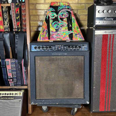 1966 Ampeg Gemini II Vintage Blue Checkerboard 1x15 Tube Combo Guitar Amplifier!