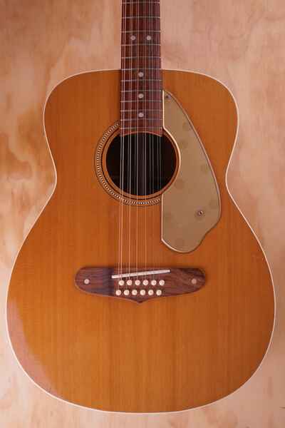 1965 Fender Villager 12-String Acoustic Guitar in Natural, with Hard Case, Used