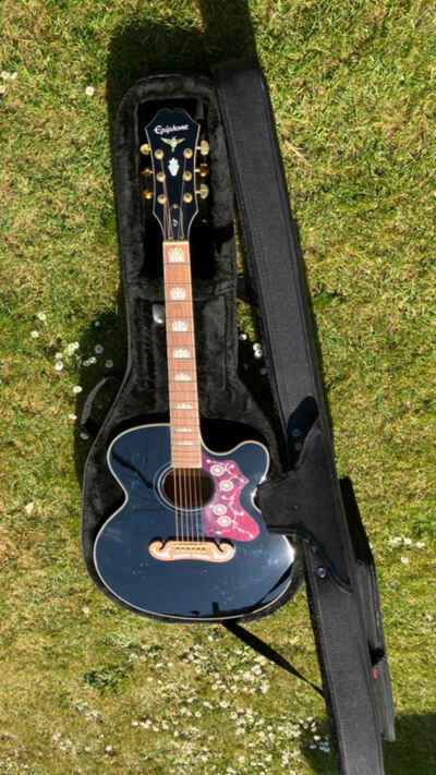 Epiphone J-200EC Electro Acoustic Guitar with Gator rigid case.