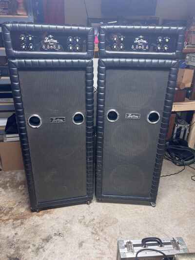 Vintage Kustom Tuck and Roll K 200B-1 & 3X15 CTS Cabinet X Two (Wall of Sound)